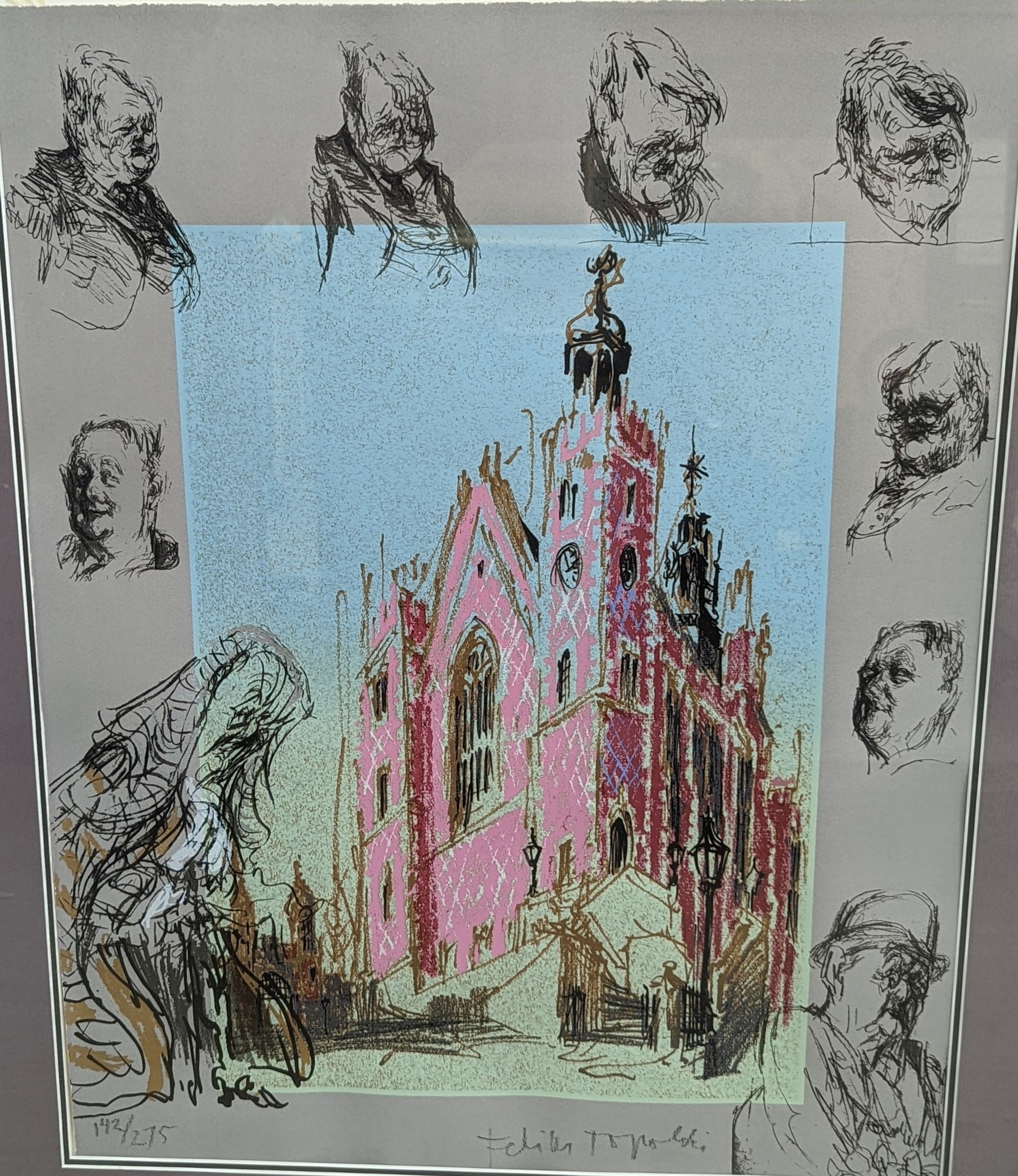 Feliks Topolski RA (1907-1989), lithograph, 'Lord Hailsham', signed and dated 142/275, 66 x 51cm
